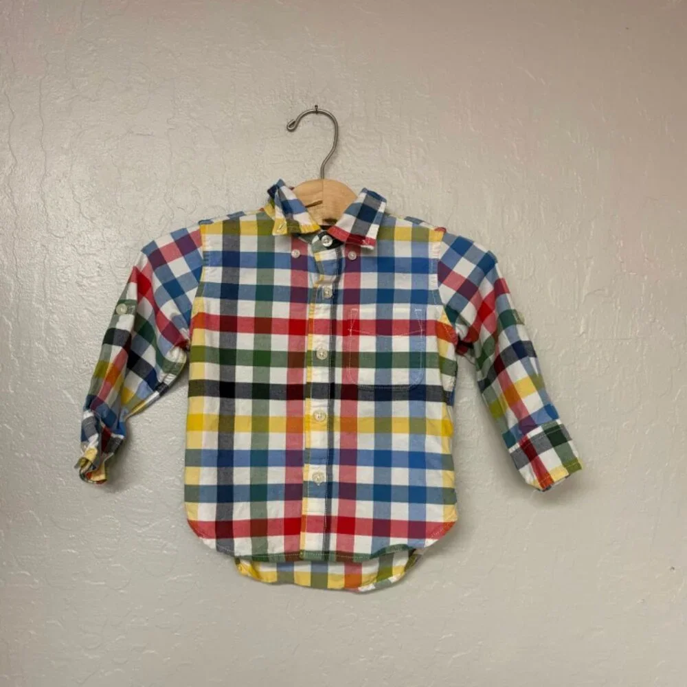 $12 ADD ON Baby Gap plaid button down long‎ sleeve shirt Janie and Jack Baby Gap